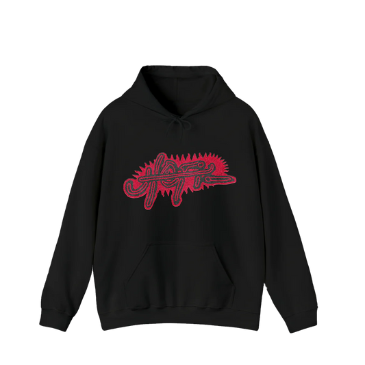 TRAVIS SCOTT TOUR MERCH - TRAVIS SCOTT SIGNATURE RED UTOPIA BLACK HOODIE