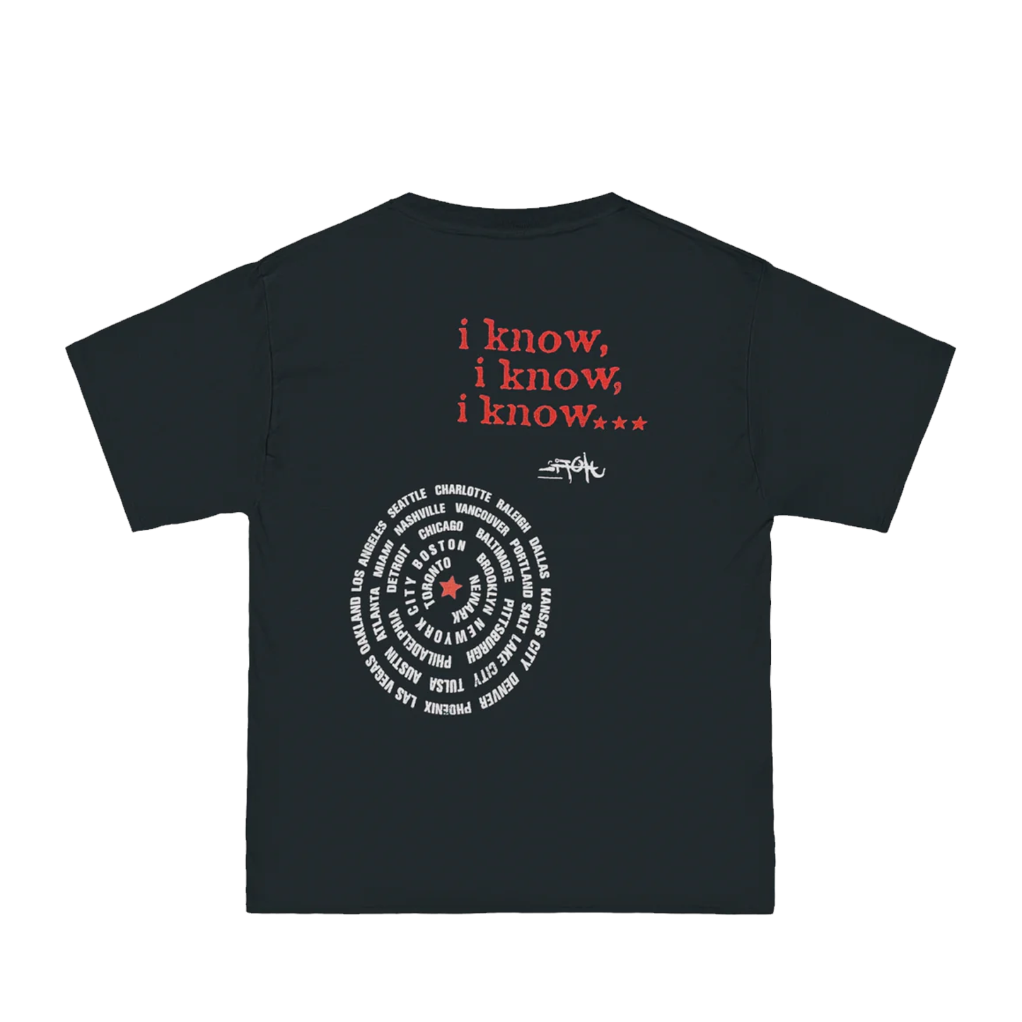 TRAVIS SCOTT TOUR MERCH - TRAVIS SCOTT I KNOW I KNOW I KNOW FACE BLACK TEE