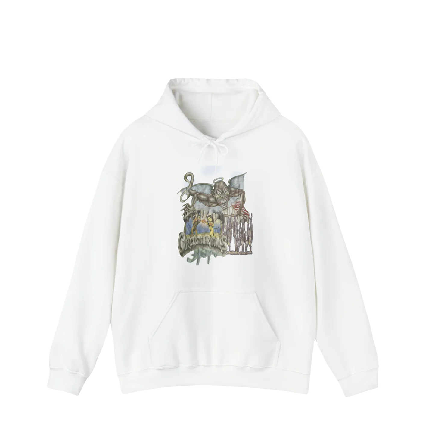 TRAVIS SCOTT TOUR MERCH - TRAVIS SCOTT SKELETONS CIRCUS MAXIMUS TOUR WHITE HOODIE