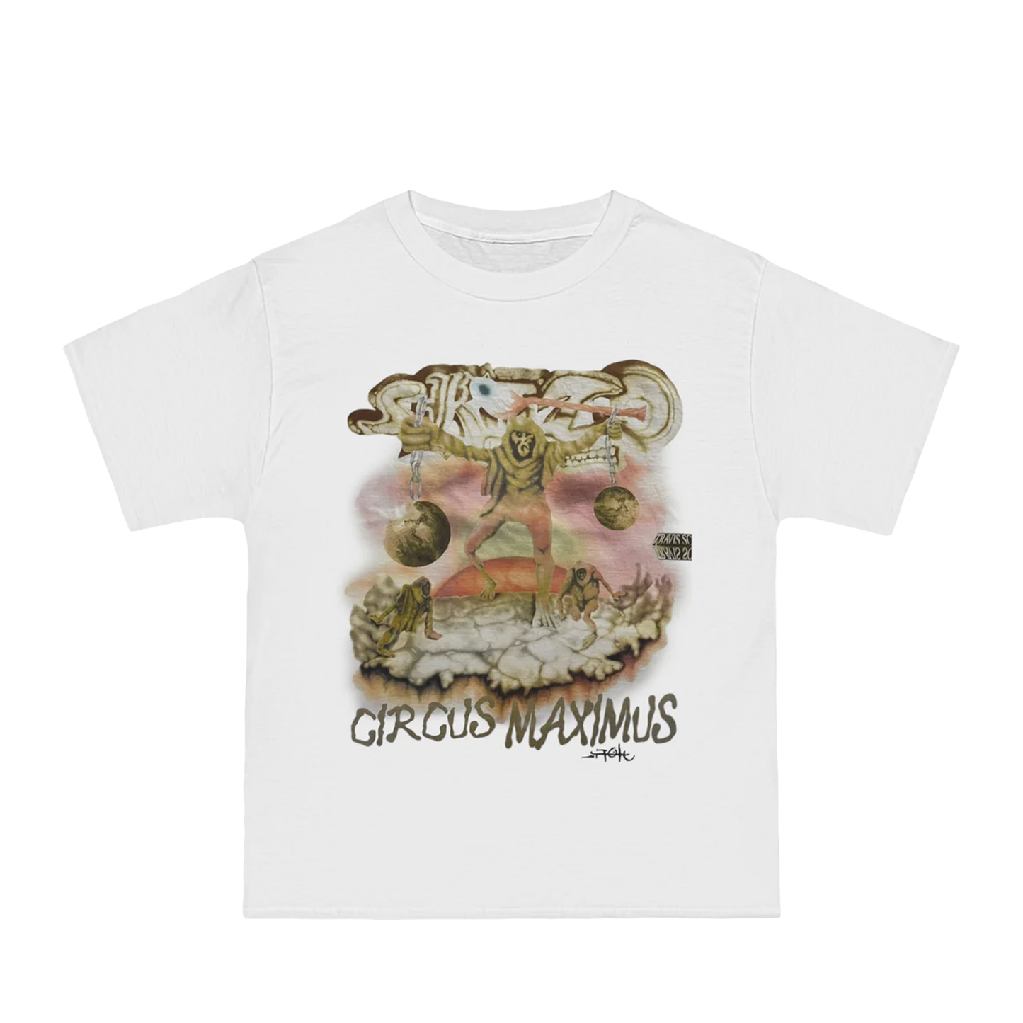 TRAVIS SCOTT TOUR MERCH - TRAVIS SCOTT SKELETONS WHITE TEE